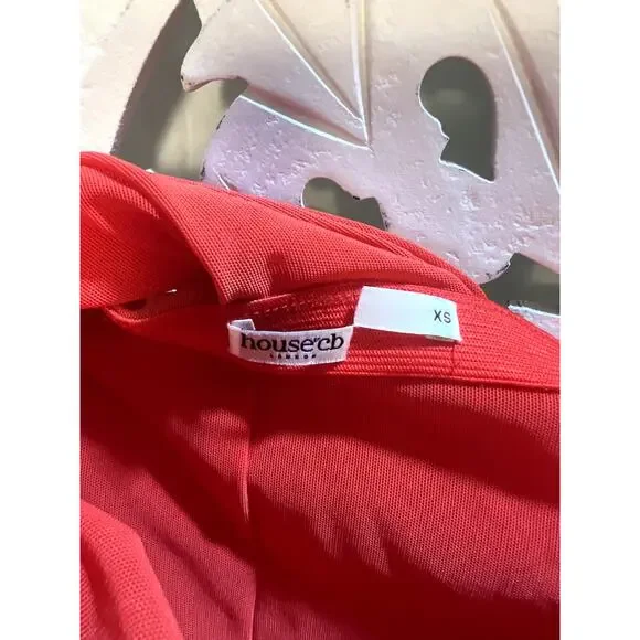 House of CB Valentina Scarlet Asymmetric Cutout Midi Dress Size XS - Picture 7 of 9